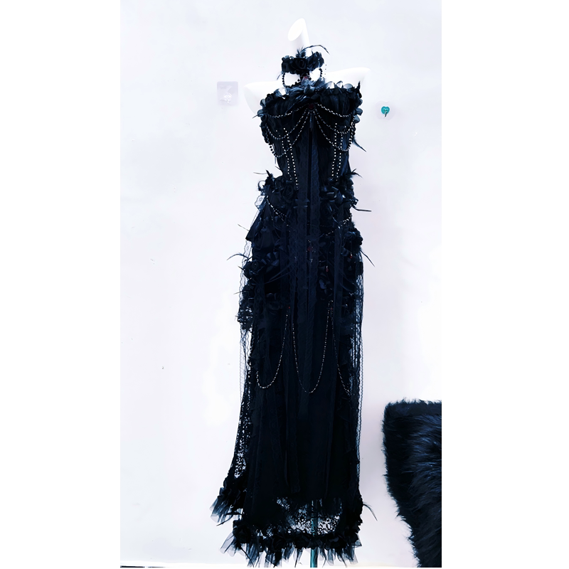 Gothic Dark Style Vest Long Skirt High-End Suit Palace Style Classical Women's Clothing Halloween Evening Dress