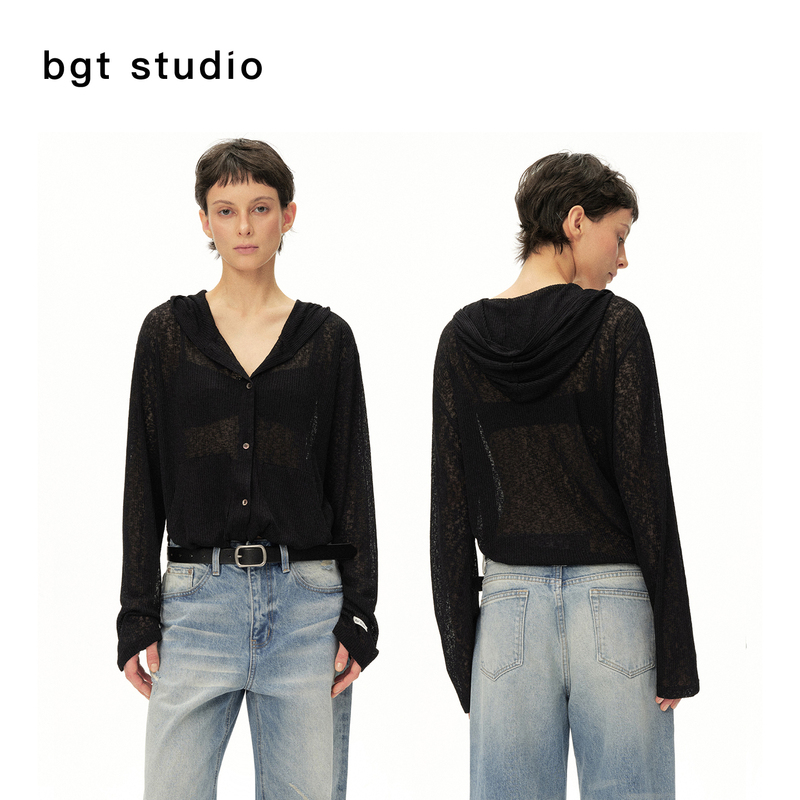 "Light and Breathable" Bgtstudio Vacation-Style Lazy Loose-Fitting See-Through Sun-Protective Cardigan Short Jacket "Light and Breathable" Bgtstudio Vacation-Style Lazy Loose-Fitting See-Through Sun-Protective Cardigan Short Jacket