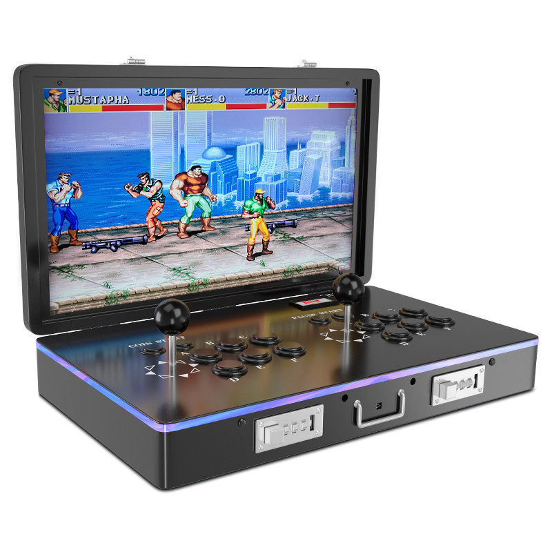 Pandora Ace Portable Foldable Arcade Game Console with Built-In Screen and Joystick, Connectable to Tv, Home-Use Fighting Game Machine, Two-Player, Moonlight All-In-One Wireless Gaming Station Desktop Treasure Box