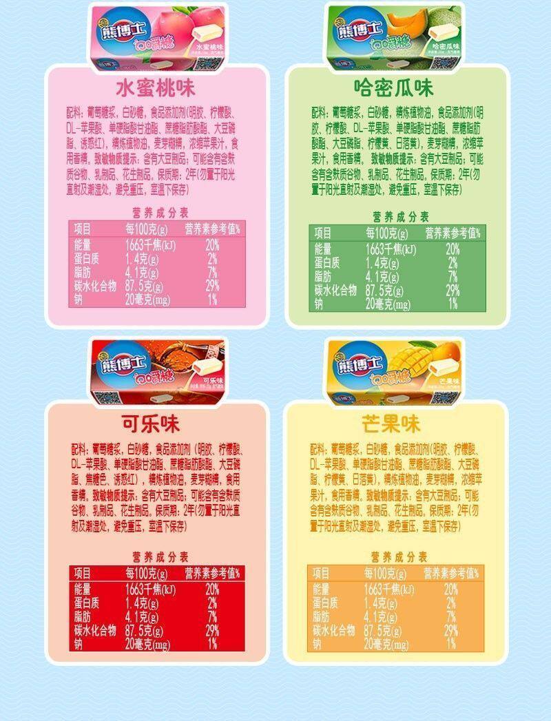 徐福記 熊博士口嚼糖22g可樂味童年回憶小零食5條裝110克