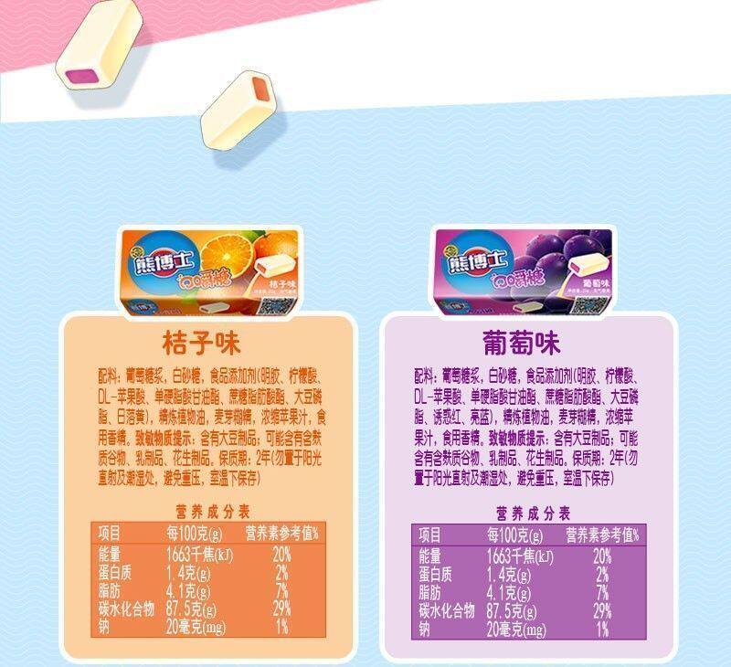 徐福記 熊博士口嚼糖22g可樂味童年回憶小零食5條裝110克