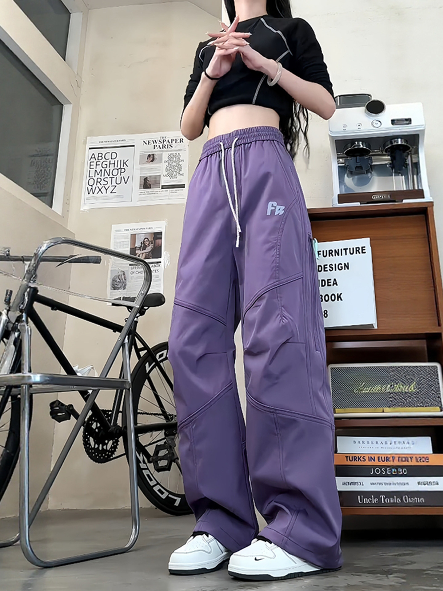 Black Plum Purple Softshell Fleece-Lined Tactical Pants for Men, Autumn and Winter Dopamine American-Style Work Pants, Straight-Leg Outdoor Hiking Sports Pants