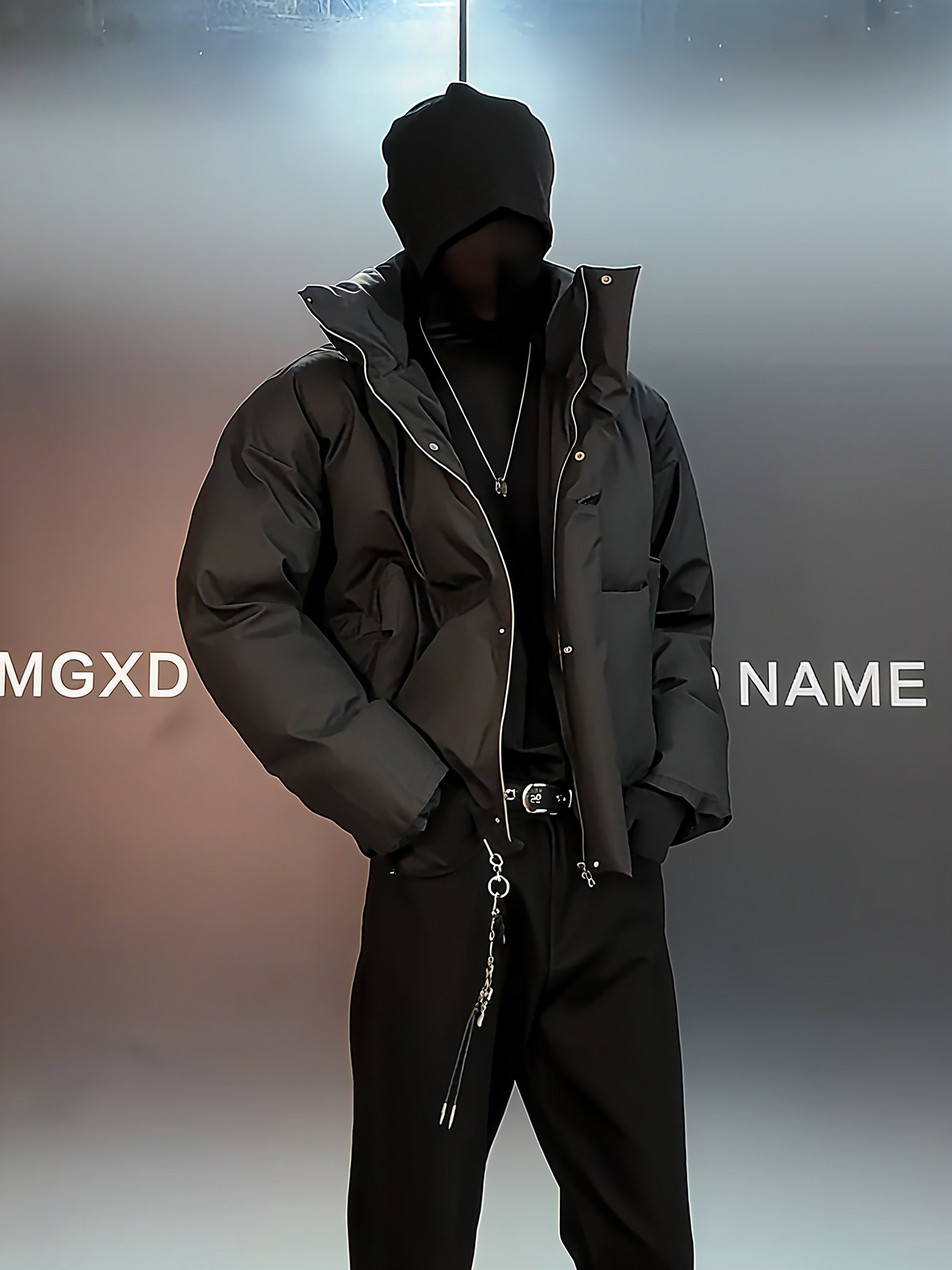 American High Street Style Pu Leather down Cotton Jacket for Men, Winter Detachable Hooded Fur Collar Thickened Short Puffer Jacket