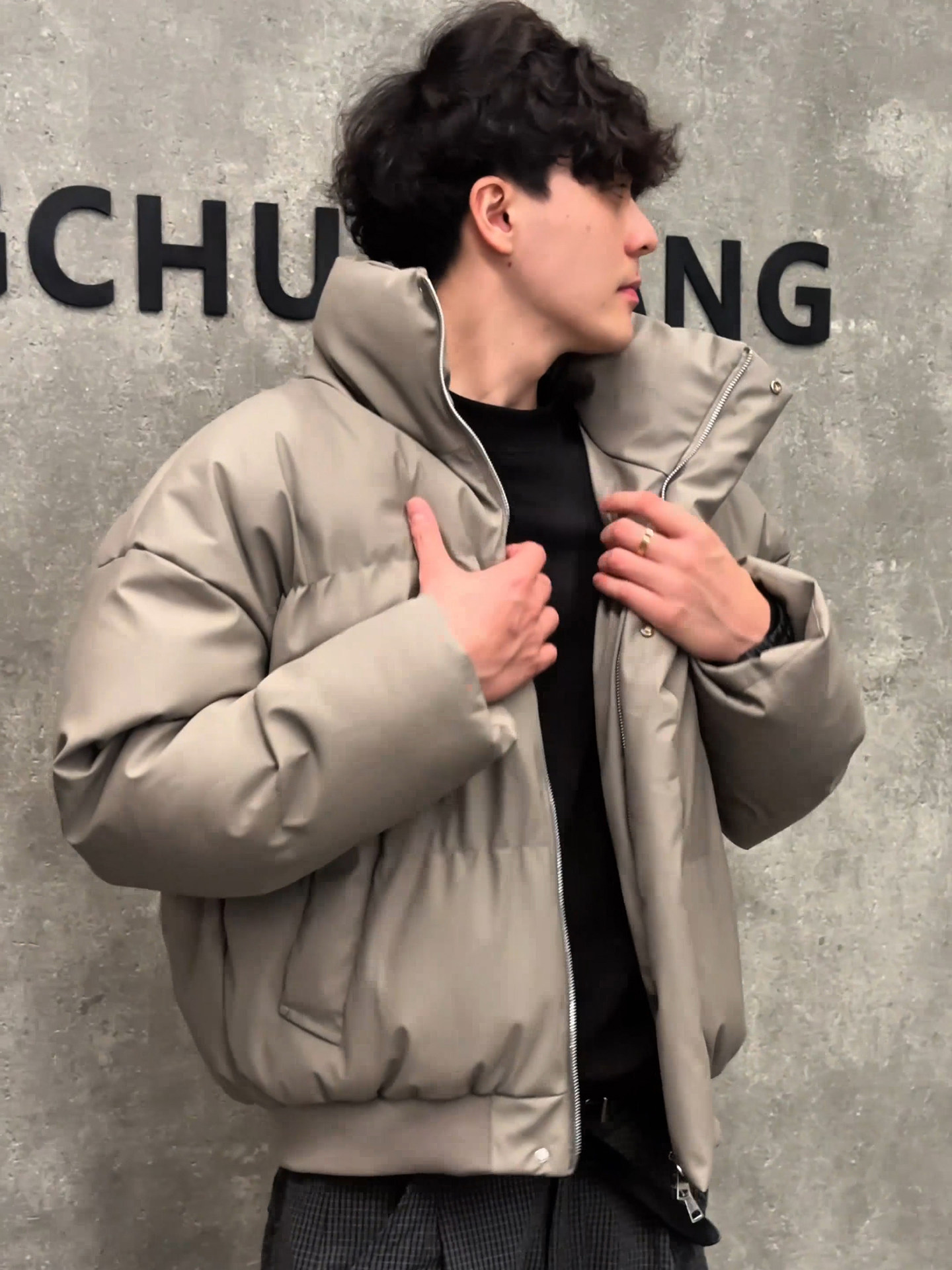 American Retro Pu Leather down Cotton Jacket for Men, Winter Stand-Up Collar Warm Coat, High-End Stylish Short Puffer Jacket