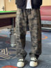 American Retro Camouflage Sports Pants for Men, Winter Scimitar Wide-Leg Cargo Pants, Extra-Long Loose Straight-Leg Casual Pants