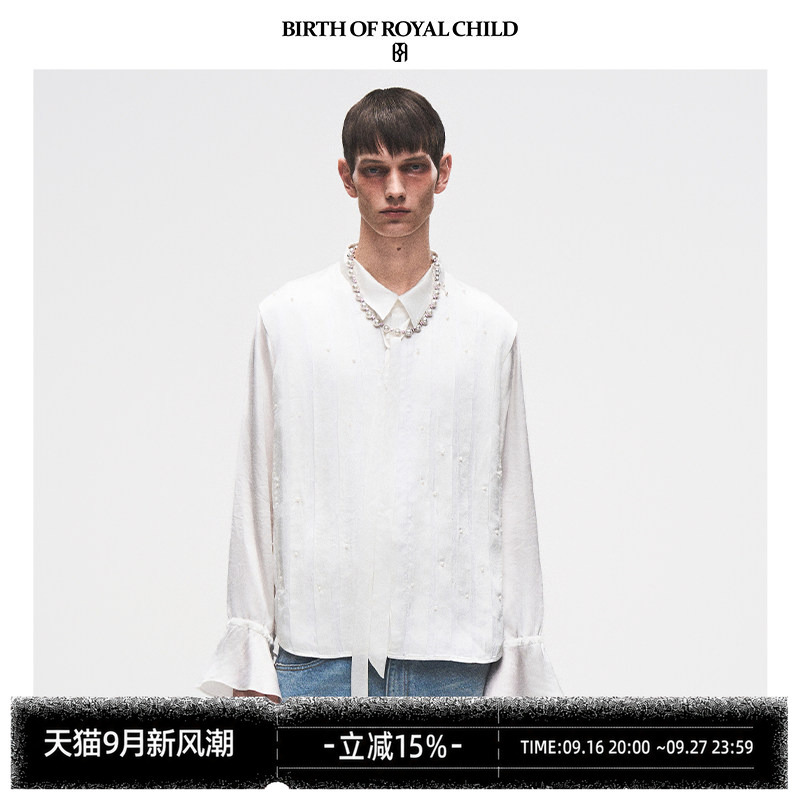 Birth of Royal Child.Borc 【Same Style as Hao Yiran】Pearl Pleated Court-Style Shirt Birth of Royal Child.Borc 【Same Style as Hao Yiran】Pearl Pleated Court-Style Shirt