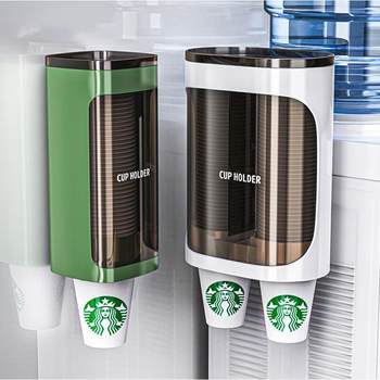 Disposable cup holder hanging wallpaper cup holder household water dispenser plastic cup storage hole-free storage rack