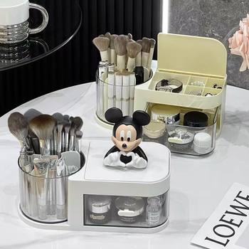 Pull storage box rotating jewelry box makeup brush