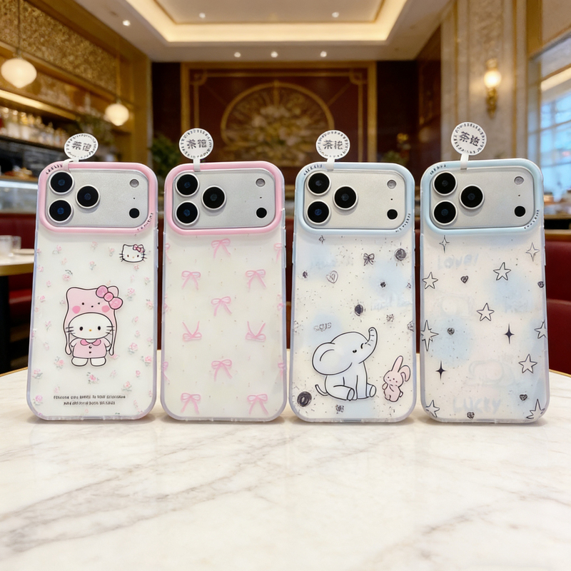 Cute Cartoon Girl Iphone17Promax Phone Case with High-Definition Pattern and Ai Key 16 Original Packaging