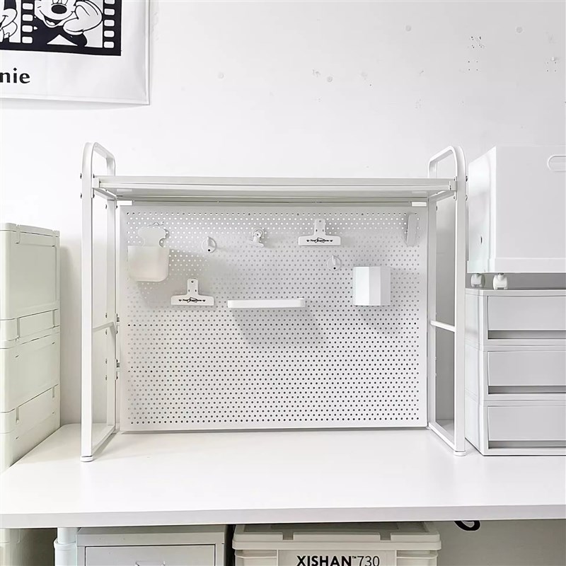 Hole board storage rack bookshelf multi-layer storage v-rack storage rack student desktop iron bookshelf free punching shelf