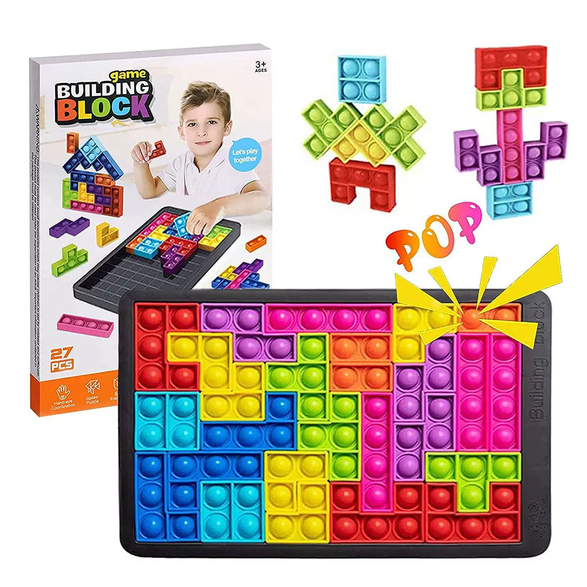Тетрис-головоломка Pop It пузырьковая игрушка-пазл Блоки русская головоломка блоки
