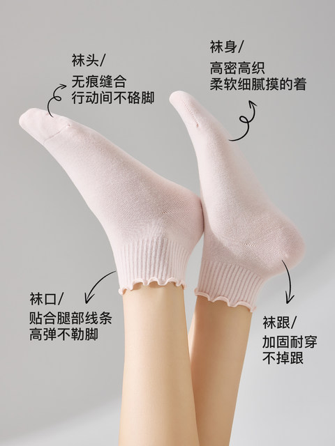 Eared Lace Socks for Women, Pure Cotton Short Socks, White, Spring/Summer 2026 New Popular Model, 10A Antibacterial, Odor-Resistant, Breathable