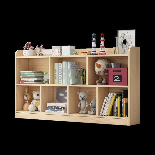 Solid wood bookshelves floor-standing storage shelf children's bookcase integrated wall bookshelves home simple desktop storage cabinet