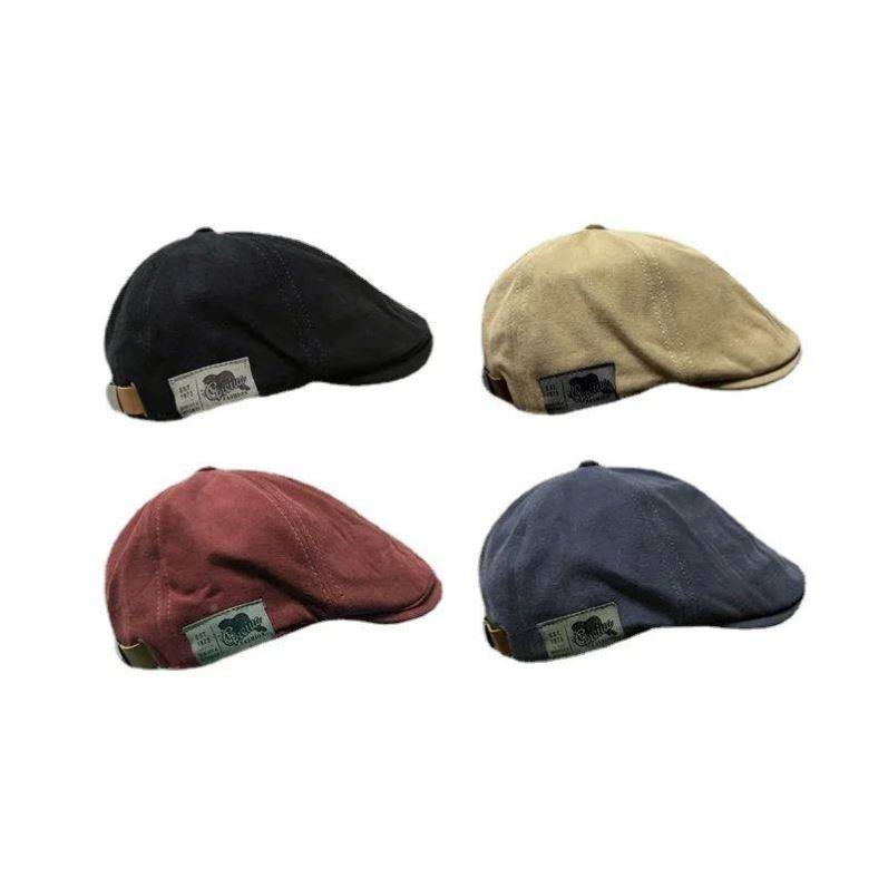 classic cotton beret cap – british style vintage hat for men