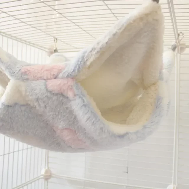 Double-Layer/Multi-Layer Faux Rabbit Fur Hammock Cotton Nest for Hamsters and Squirrels, Warm and Sturdy for Winter, Autumn and Winter Hammock