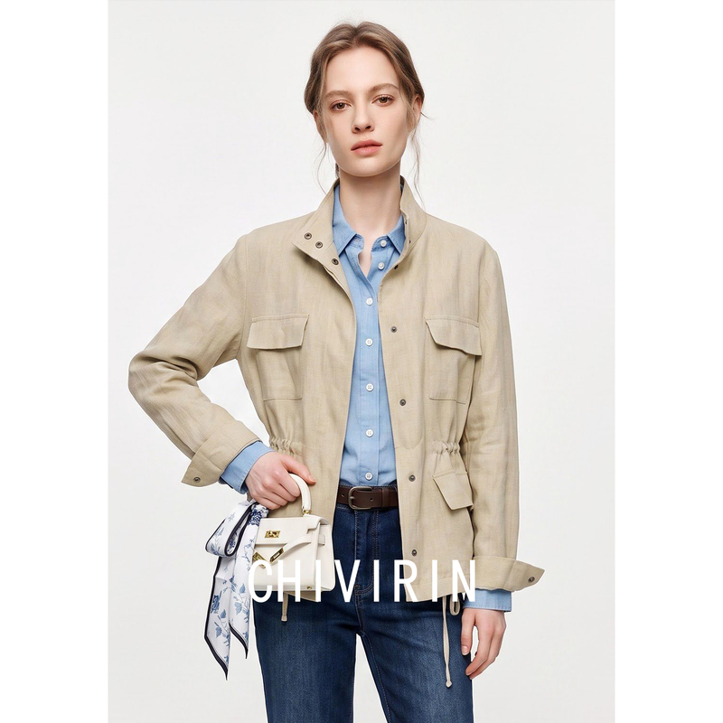 Qianyun 100% Hemp Old Money Style Jacket for Women 2026 New Loose Drawstring Waist Short Workwear Jacket Qianyun 100% Hemp Old Money Style Jacket for Women 2026 New Loose Drawstring Waist Short Workwear Jacket