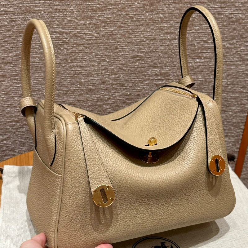 High-End Pure Handmade Wax Thread Tc Cowhide Lindy Bag 19/26 ㎝ Litchi Pattern One-Shoulder Cross-Body Handheld Doctor Bag for Women