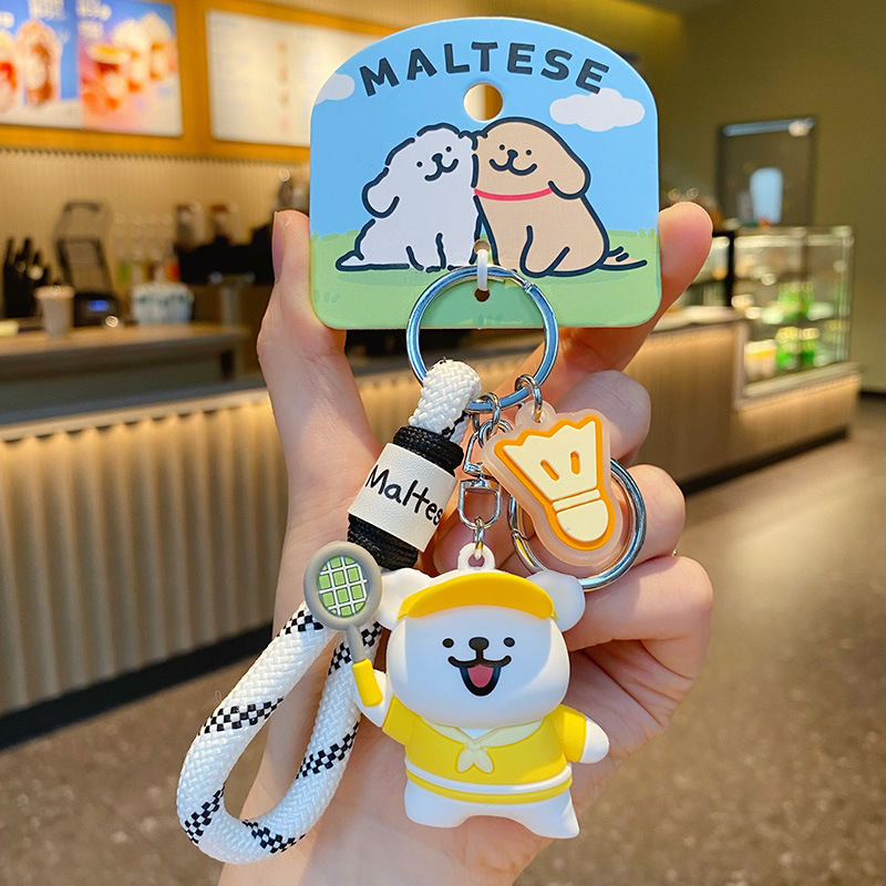 2026 New Line Art Puppy Badminton Keychain Pendant Cute Cartoon Doll Couple Backpack Small Ornament 2026 New Line Art Puppy Badminton Keychain Pendant Cute Cartoon Doll Couple Backpack Small Ornament