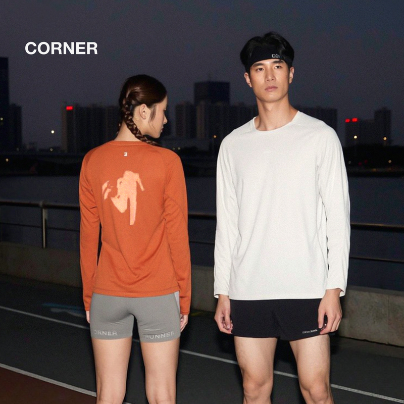 Cornerrunner Running Quick-Drying T-Shirt for Women, Checkered Breathable Casual Sports Top, Night Running Reflective Long-Sleeved Shirt for Men