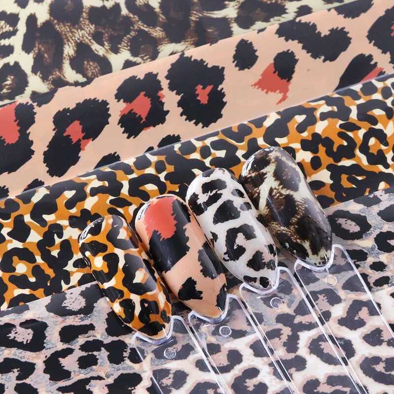 Leopard Print Transfer Paper for Nail Art, 4 Types in a Bottle, Sexy Leopard Print Starry Sky Paper, Trendy Nail Transfer Decals