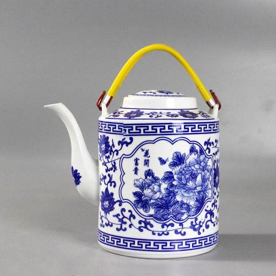 Ceramic Teapot, Cold Water Pitcher, Household Handle Kettle, Tea Brewing Pot, Jingdezhen Traditional Blue and White Porcelain, Large Summer Cold Water Pitcher
