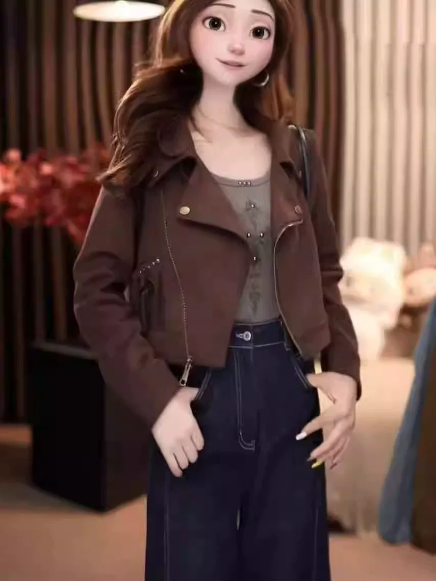 Velvet short autumn jacket, for teenagers, oversize