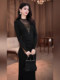 Mijie 2025 Winter Luxury Black Dress for Women, Long-Sleeved, Waist-Cinching, Stylish, Elegant, Goddess-Like, Fashionable Long Dress