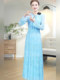 Mijie 2026 Light Blue Oxygen Girl Style Long-Sleeve Dress for Women, Waist-Cinching, Slimming, Elegant Long Dress, Fashionable and Versatile