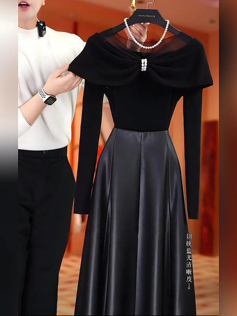 Mijie 2026 spring Hepburn style black bow suit for women, daughter style, slim and high-end two-piece set