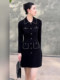Mijie 2025 Autumn New Stylish Black Chanel-Style Knitted Dress for Women, Elegant and Slimming Mid-Length Dress