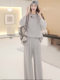 Mijie 2025 Autumn New Stylish and Youthful Gray Casual Suit for Women, Fashionable and Loose-Fitting, Slimming Two-Piece Set