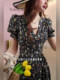Mijie 2025 New Style High-End Waist-Cinching Slimming Dress for Women, Mid-Length Elegant Floral Print Long Dress