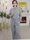Mijie 2025 New Stylish and Age-Reducing Gray Suit for Women, Elegant, Fashionable, Versatile, Slimming Top and Long Pants Two-Piece Set