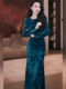 Mijie autumn and winter lady style velvet dress women's long-sleeved slimming high-end fishtail skirt temperament long skirt