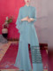 Mijie 2025 New New Chinese Style National Style Elegant Loose Temperament Slim Top Trousers Sky Blue Fashion Suit