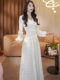 Mijiefa Autumn and Winter New Style Romantic White Lace Dress Women's Long-Sleeved Elegant Temperament Slimming Long Dress