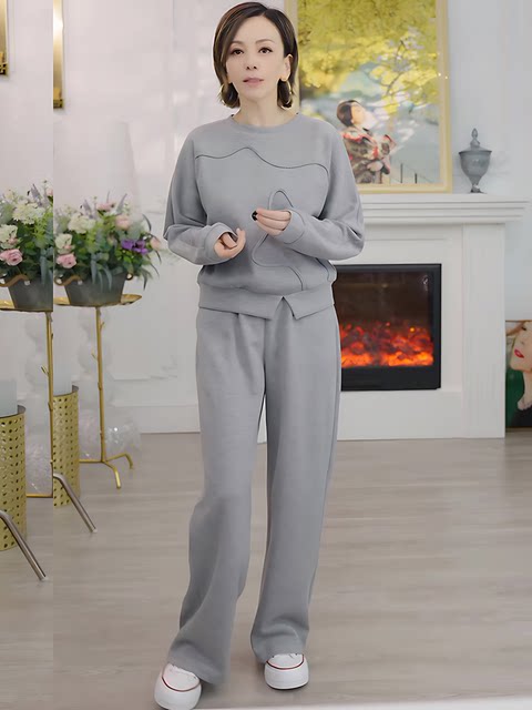Mijie 2025 New Stylish and Age-Reducing Gray Suit for Women, Elegant, Fashionable, Versatile, Slimming Top and Long Pants Two-Piece Set