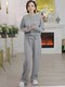 Mijie 2025 New Stylish and Age-Reducing Gray Suit for Women, Elegant, Fashionable, Versatile, Slimming Top and Long Pants Two-Piece Set