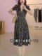 Mijie 2025 New Style High-End Waist-Cinching Slimming Dress for Women, Mid-Length Elegant Floral Print Long Dress