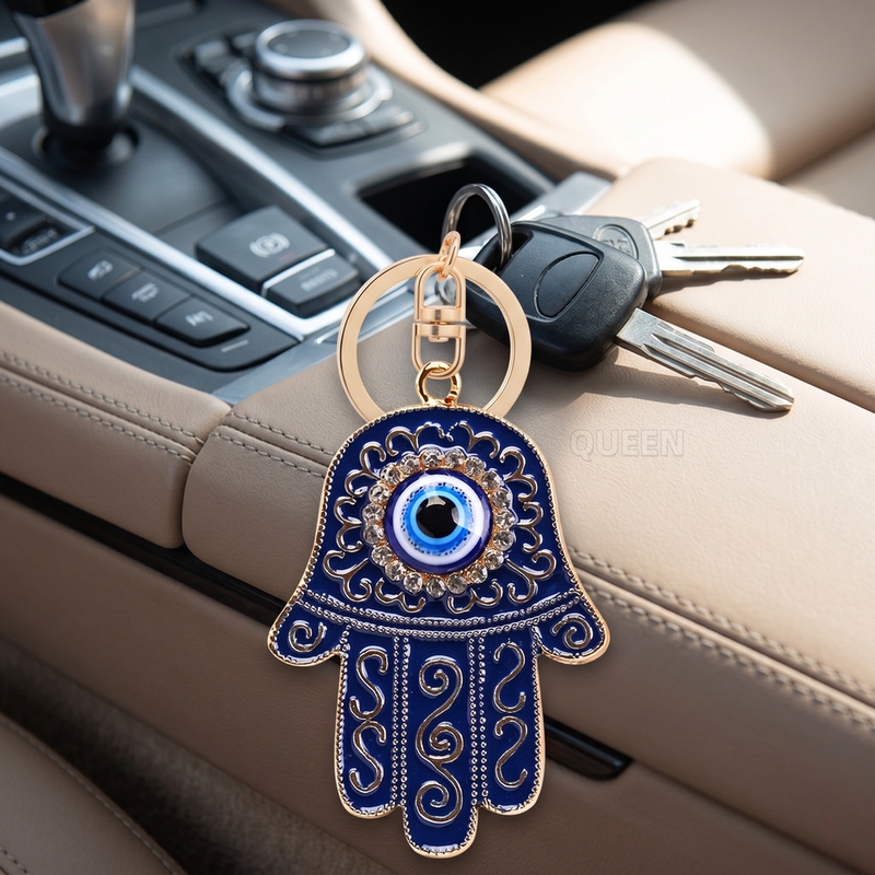 Turkish Devil's Eye Keychain Hamsa Fatima's Hand Evil Eye Pendant Blue Eye Palm Charm