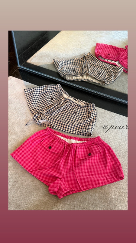 Pear Juice Sauce Pear-Floral Bud Pants-French Plaid Shorts Women's New Summer Shorts Pear Juice Sauce Pear-Floral Bud Pants-French Plaid Shorts Women's New Summer Shorts