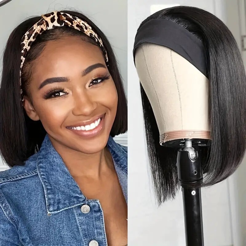 European and American Wigs Headband Bob Wig Bobo Ice Silk Band Wig Real Hair Headgear Human Hair European and American Wigs Headband Bob Wig Bobo Ice Silk Band Wig Real Hair Headgear Human Hair
