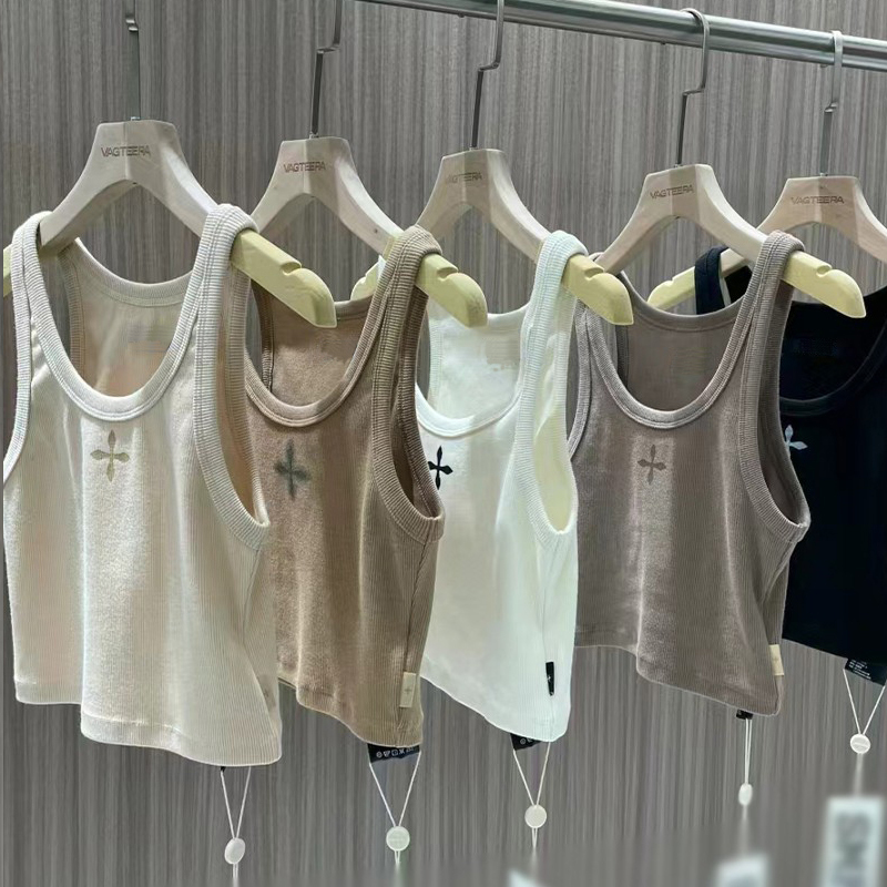 Trendy Retro Cross-Pattern Five-Color Climbing Vest for Women, Summer Sleeveless Outdoor Sports Camisole Short Top