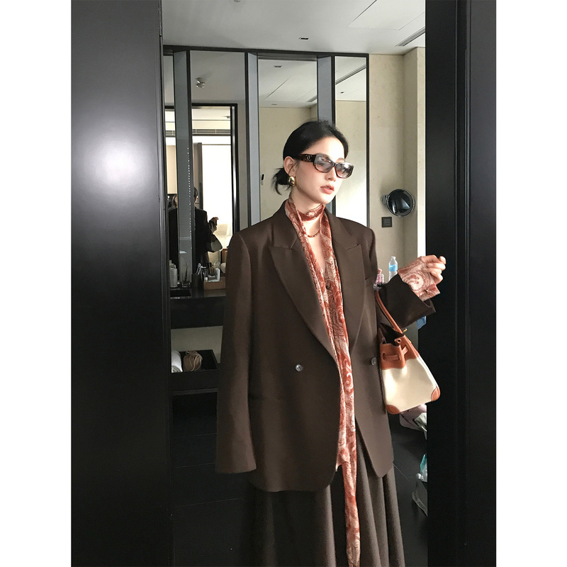 Prase Lu Lulu【【Controlled Elegance Suit】Vintage Atmosphere Autumn New Obsidian Blazer for Women】 Prase Lu Lulu【【Controlled Elegance Suit】Vintage Atmosphere Autumn New Obsidian Blazer for Women】