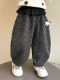 [One-Piece Fleece]Girls' Fleece-Lined Pants 2025 Autumn and Winter New Style Super Cute Children's Thin Fleece Leopard Print Casual Pants