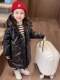 Girls' Black and Gold down Jacket 2024 New Stylish Winter Over-The-Knee Long Thick Cotton Coat Children's High-End Trendy Outerwear