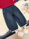 [One-Piece Fleece]Girls' Super Cute Fleece-Lined Jeans 2025 Autumn and Winter New Children's Thin Fleece Lantern Pants