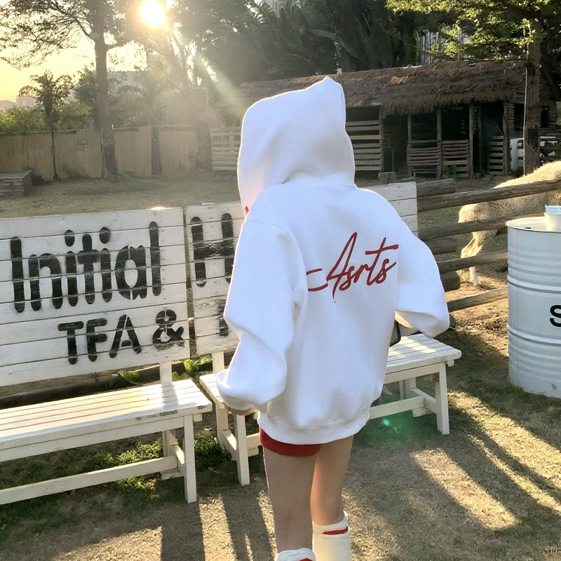 Asrts New High-End Niche Korean Style Lazy Style Loose Casual Hooded Sweatshirt Jacket Cardigan Women's Top