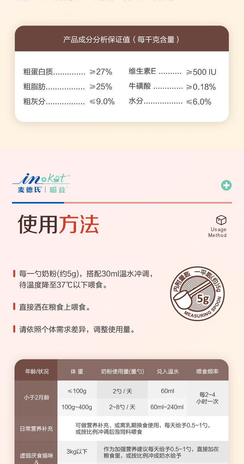 Кошка молоко 麦德氏幼猫羊奶粉猫咪专用a2初乳增肥补钙小奶猫成猫哺乳期孕乳猫 In/plus