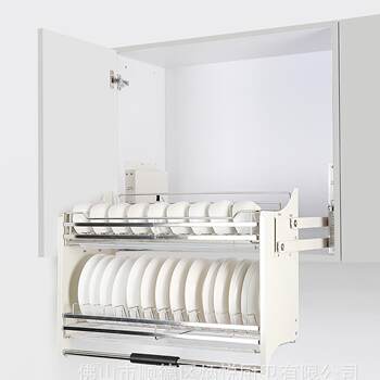 04 non-steel kitchen hanging cabinet lower basket cabinet storage pull 750 double-layer bowl and dish basket damping buffer pull rust basket